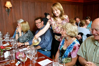 Taste Restaurant's Tracey Berkner pours Acquiesce Picpoul